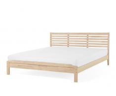 Bett Hellbraun - Doppelbett - Holzbett 180x200 cm - Schlafzimmerbett - Designbett - CARNAC