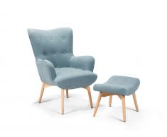 Sessel Blau - Ohrensessel - Relaxsessel - Stuhl + Hocker - Polstersessel - VEJLE