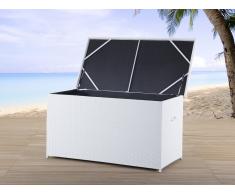 Rattantruhe Weiss - Rattan Kissenbox - Auflagentruhe - Auflagebox 160 cm - Gartenmöbel - MODENA