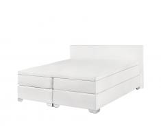 Boxspringbett - 160x200 cm - Lederbett - PRESIDENT weiss