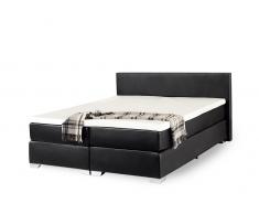 Boxspringbett - 160x200 cm - Lederbett - PRESIDENT schwarz
