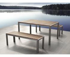 Aluminium Gartenmöbel Set braun - Tisch 180cm - 2 Bänke - Polywood - NARDO