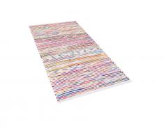 Teppich Bunt-Weiss - 80x150 cm - Baumwolle - Läufer - Vorlage - Wohnzimmerteppich - BARTIN