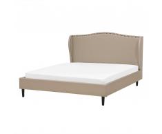 Bett Beige - Doppelbett - 160x200 cm - Ehebett - Polsterbett - Stoffbett - COLMAR