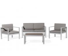 Aluminium Gartenmöbel Set Dunkelgrau - Sitzgruppe - Tisch + Gartensofa + 2 Stühle - SALERNO