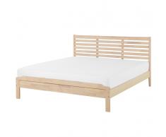 Bett Hellbraun - Doppelbett - Holzbett 160x200 cm - Schlafzimmerbett - Designbett - CARNAC