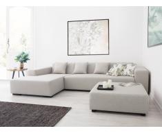 Hocker beige - Ottomane - Sitzhocker - Sitzwürfel - Fußhocker - Stoff - LUNGO