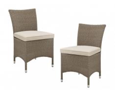 Polyrattan Gartenstuhl 2er-Set Alanda - Karamell & Creme