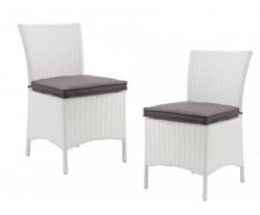 Polyrattan Gartenstuhl 2er-Set Alanda - Weiß & Grau