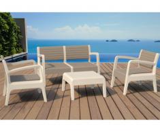 Lounge Sitzgruppe MIAMI (4-tlg.) - Taupe-Weiß