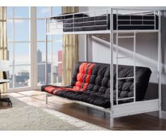 Sparset Modulo IV: Hochbett Weiß in 90x190 / 135x190cm + Futonmatratze Rot-Schwarz (2-tlg.)