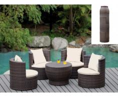 SALE - Polyrattan Lounge Sitzgruppe Sao Paulo (5-tlg.) - Wenge & Creme