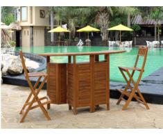 Gartenbar Holz Akuda + 2 Barstühle