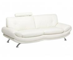 Ledersofa 3-Sitzer Cora - Elfenbein