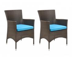 Polyrattan Gartensessel 2er-Set Primavera - Wenge
