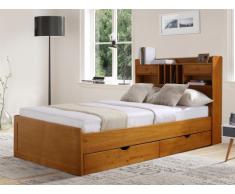 Holzbett mit Stauraum Mederick - 140x190cm - Holzfarben