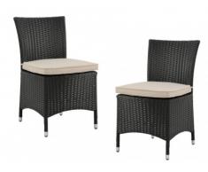 Polyrattan Gartenstuhl 2er-Set Alanda - Anthrazit & Beige