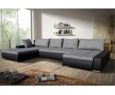 XXL Wohnlandschaft Schlafsofa Stoff Thea - Schwarz & Grau