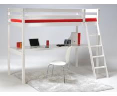 Hochbett mit Schreibtisch Prado - 90x190cm - Weiß