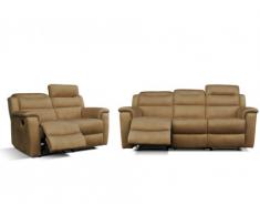 Couchgarnitur Microfaser Relax Simono 3+2 - Sand-Beige