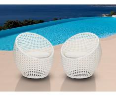 Polyrattan Gartensessel 2er-Set Cazas - Weiß