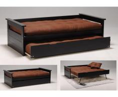 Bett mit Bettkasten Massivholz Alfonso - Ausziehbar - 90x190cm - Schwarz