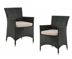 Polyrattan Gartensessel 2er-Set Alanda - Anthrazit & Beige