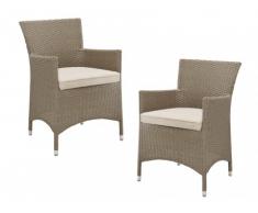 Polyrattan Gartensessel 2er-Set Alanda - Karamell & Creme