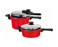 STONELINE® Schnellkochtopf-Set, Aluguss, Induktion, rot, Unisex, rot/silberfarben