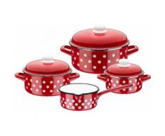 GSW Kochtopf-Set, Emaille, Induktion, 7-teilig, rot, Unisex, rot/weiß