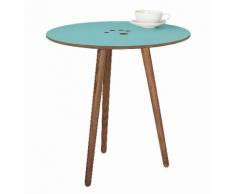 andas Beistelltisch »Handy«, mit praktischen Grifflöchern, walnut massiv, blau, Laminat turquoise