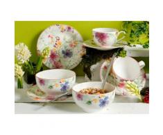 Frühstück-Set, Premium-Porzellan, »Mariefleur Basic«, Villeroy & Boch (8tlg.), weiß, Unisex, creme-weiß mit floralem Dekor