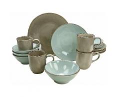 CreaTable Kombiservice, Steingut, 16-tlg., »OSLO«, bunt, Unisex, stein/bleu