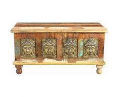 THE WOOD TIMES Truhen-Couchtisch «Buddha», Breite 90 cm, braun, braun/gold/beige