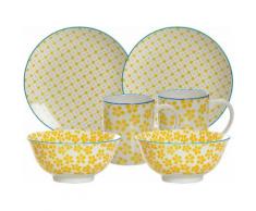 Ritzenhoff & Breker Frühstück-Set, gelb, Porzellan, 6 Teile, »MAKINA«, gelb, Unisex, gelb/weiß/blau