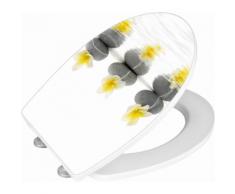 Wenko WC-Sitz Hochglanz Acryl Stones with Flower, Absenkautomatik, Fix-Clip Hygiene Befestigung, bunt, Mehrfarbig