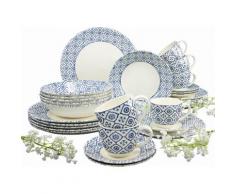 CreaTable Kombiservice, Steingut, »ORIENTAL BLUE«, weiß, Unisex, cremeweiß/blaues Dekor