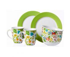 Flirt by R&B Frühstück-Set, Porzellan, 6 Teile, »TROPICANA«, bunt, Unisex, grün/weiß/bunt