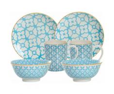Ritzenhoff & Breker Frühstück-Set, blau, Porzellan, 6 Teile, »MAKINA«, blau, Unisex, blau/weiß/gelb