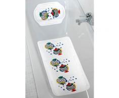 Wenko Wanneneinlage und Nackenpolster Fisch, 2-teiliges Set, weiß, Weiß