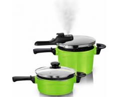 STONELINE® Schnellkochtopf-Set, Aluguss, Induktion, grün, Unisex, grün/silberfarben