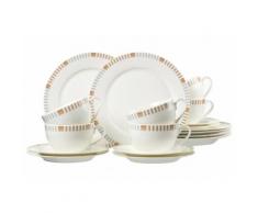 Porzellanserie, »Elba«, Via by R&B, weiß, Unisex, Weiß, mit Bänderdekor in Braun und Silbergrau