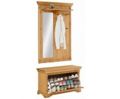 Home affaire Garderobenset «Graz», aus massiver Kiefer, Breite 93 cm, bestehend aus Garderobe und Truhenbank, natur, natur geölt