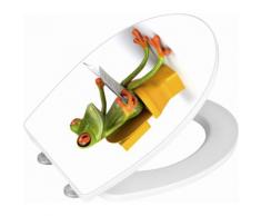 Wenko WC-Sitz Hochglanz Acryl Frog News, Absenkautomatik, Fix-Clip Hygiene Befestigung, bunt, Mehrfarbig