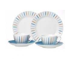 Flirt by R&B Frühstück-Set, »Doppio Lino«, weiß, Unisex, weiß/farbiges Liniendekor