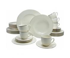 CreaTable Kombiservice, Premium-Porzellan, 30 Teile, »VERA«, weiß, Unisex, cremefarben/silber