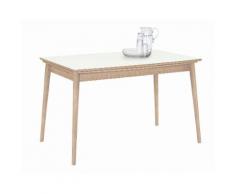 andas Esstisch mit Auszugsfunktion »Curve«, white oak, Breite 122 cm, in Bootsform, weiß, Tischplatte Laminat weiß