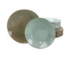 CreaTable Tafelservice, Steingut, 12-tlg., »OSLO«, bunt, Unisex, stein/bleu