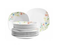 Domestic Tafelservice, Porzellan, »Ontario« (12-teilig), weiß, Unisex, weiß mit Blumendekor