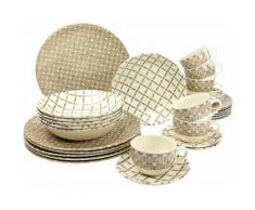CreaTable Kombiservice, Steingut, 30 Teile, »AURORA BEIGE«, natur, Unisex, weiß/beige
